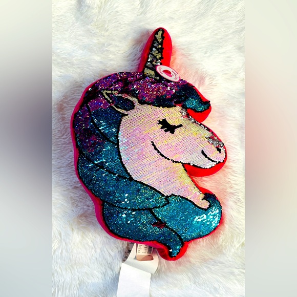 Justice Unicorn Accent Pillow Plush, Flip Sequin Color Change, New - Picture 1 of 4